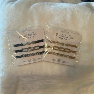 Bracelet Hair Ties by Maya J - Beige and Black Cord 3-tie Sets
